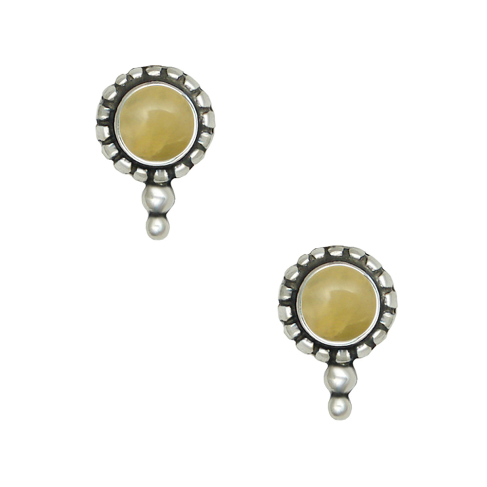 Sterling Silver Little Yellow Aragonite Post Stud Earrings
